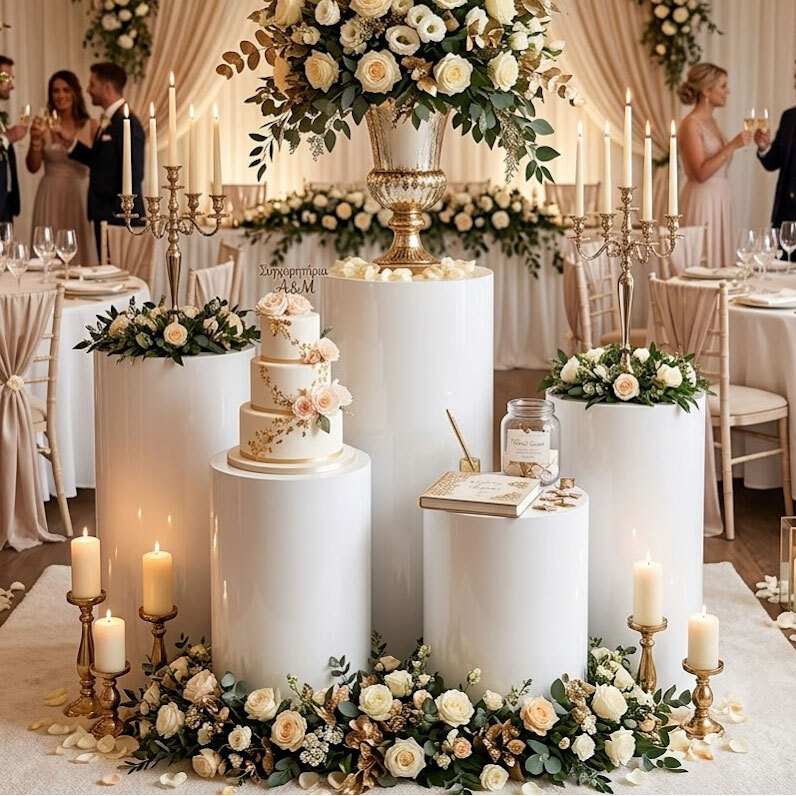 Cylindrical Display Pedestals for Wedding & Baptism Decoration (5 pieces)