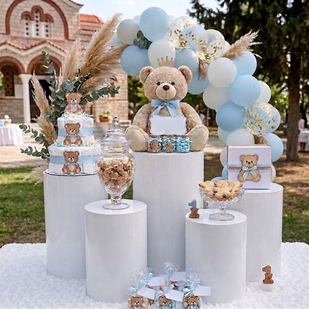 Cylindrical Display Pedestals for Wedding & Baptism Decoration (5 pieces)