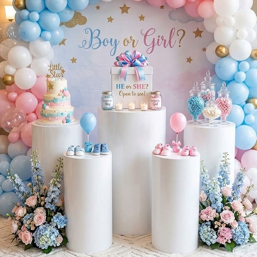 Cylindrical Display Pedestals for Wedding & Baptism Decoration (5 pieces)