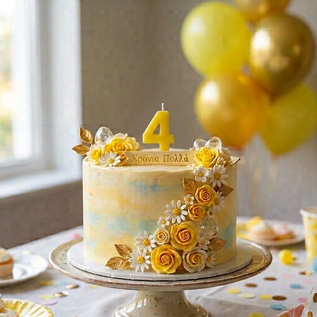 Candle Number 4 Yellow Pastel (Piece)