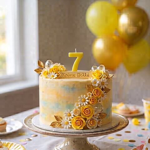 Candle Number 7 Yellow Pastel (Piece)