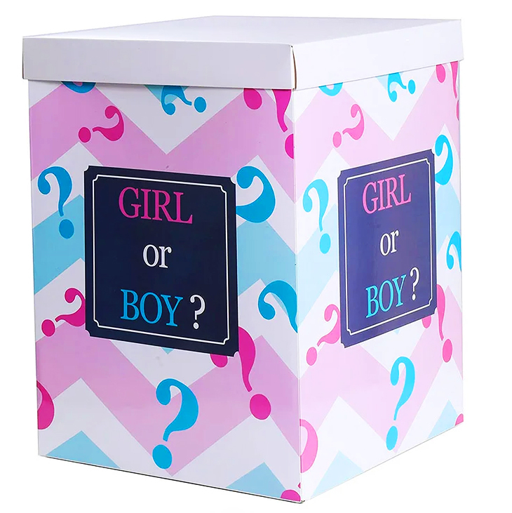 Surprise Balloon Box Gender Reveal Boy or Girl (30cm x 40cm) 