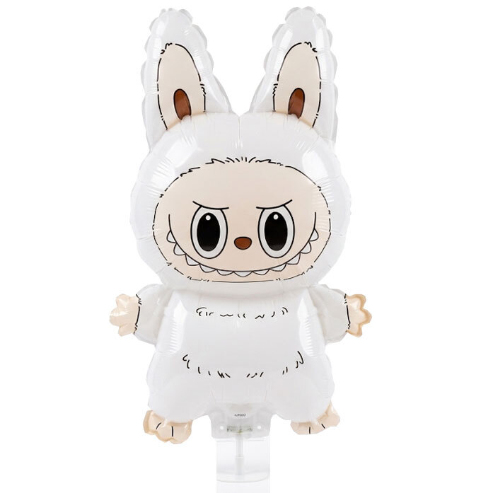Balloon Labubu White on Stick - with air 45 cm Contains Stick - (Ready for use)