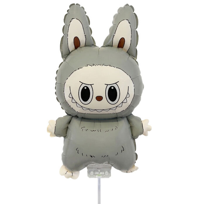 Balloon Labubu Grey on Stick - with air 45 cm Contains Stick - (Ready for use)