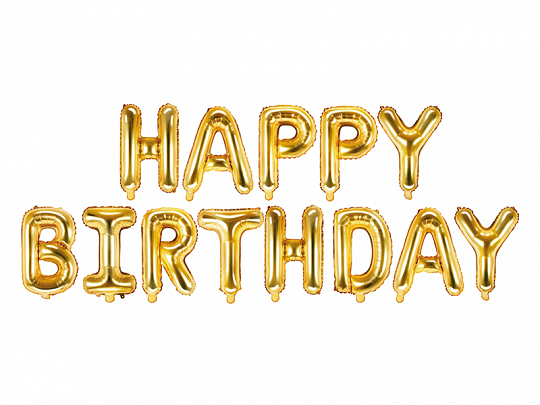 Μπαλόνια HAPPY BIRTHDAY χρυσό, σχηματισμένη λέξη  34 Χ 21 εκατοστά  2