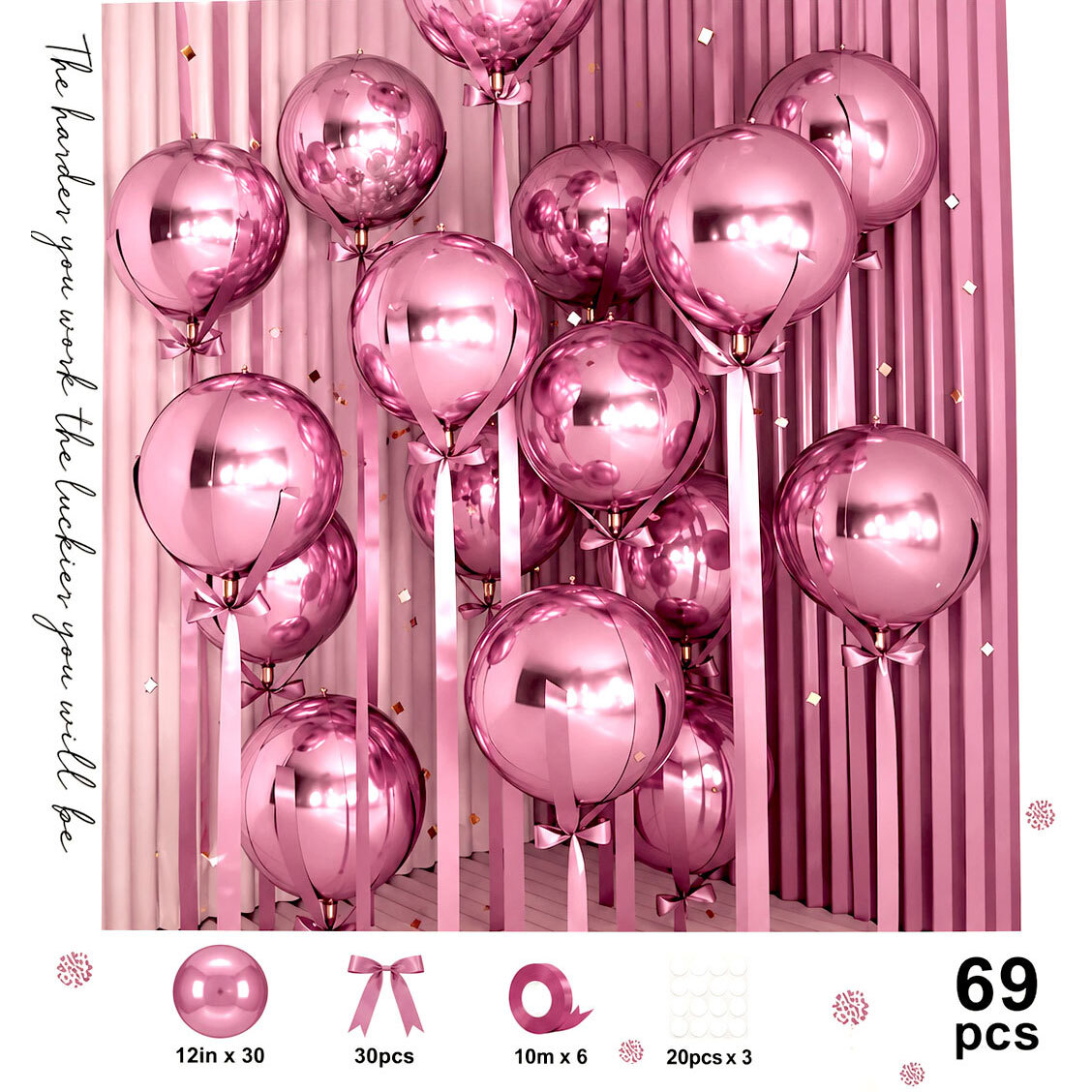 Balloon Latex 12" Elegant Decoration Lilac set 69 pcs (contains the ballons and their strings)