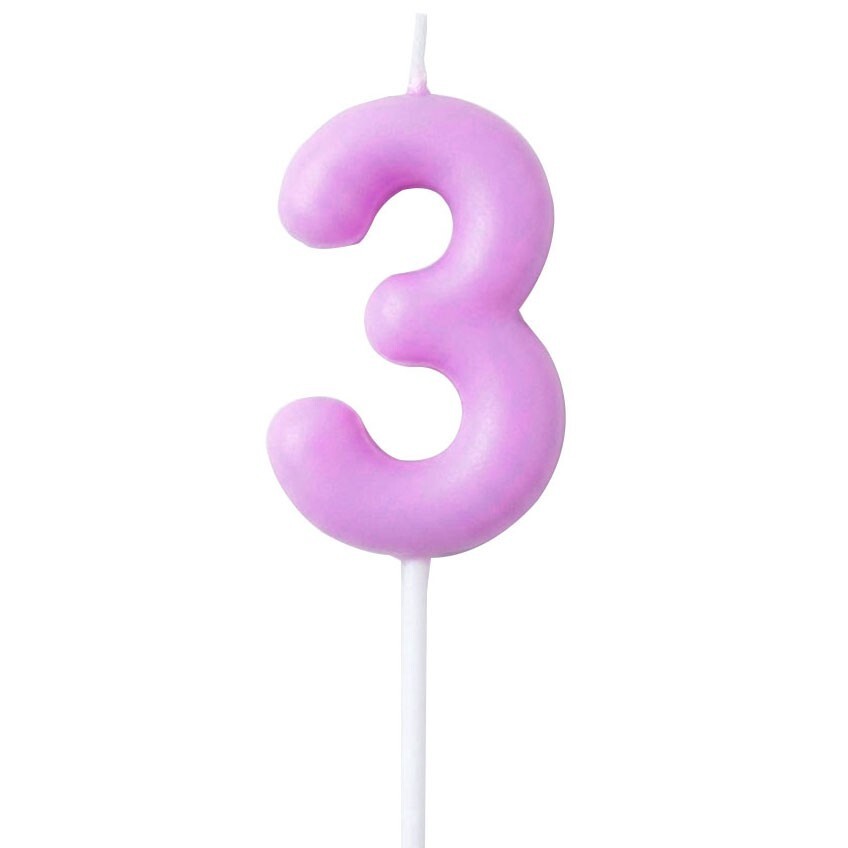 Candle Number 3 Lilac Pastel (Piece)