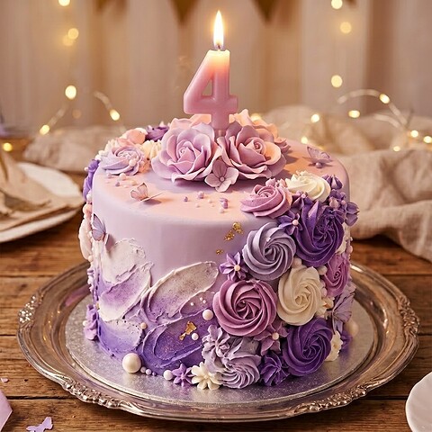 Candle Number 4 Lilac Pastel (Piece)