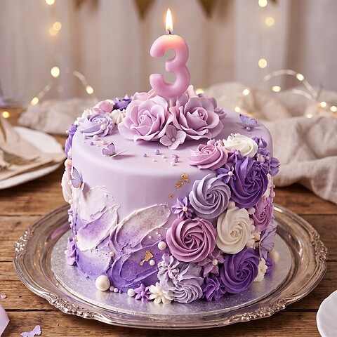 Candle Number 3 Lilac Pastel (Piece)
