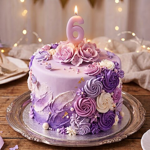 Candle Number 6 Lilac Pastel (Piece)