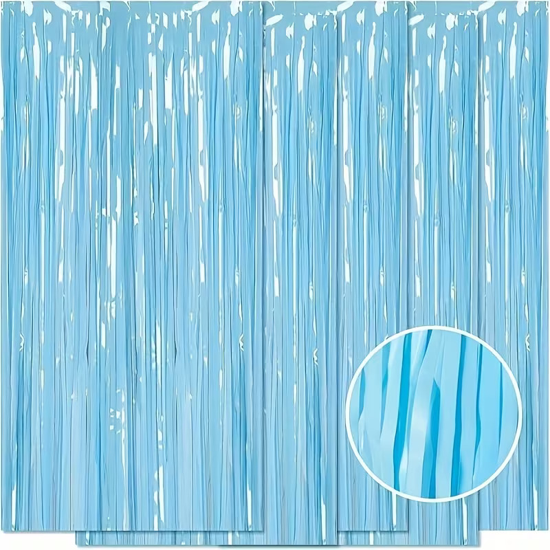 Light Blue Macaron Curtain foil fringe (2m X 1m)