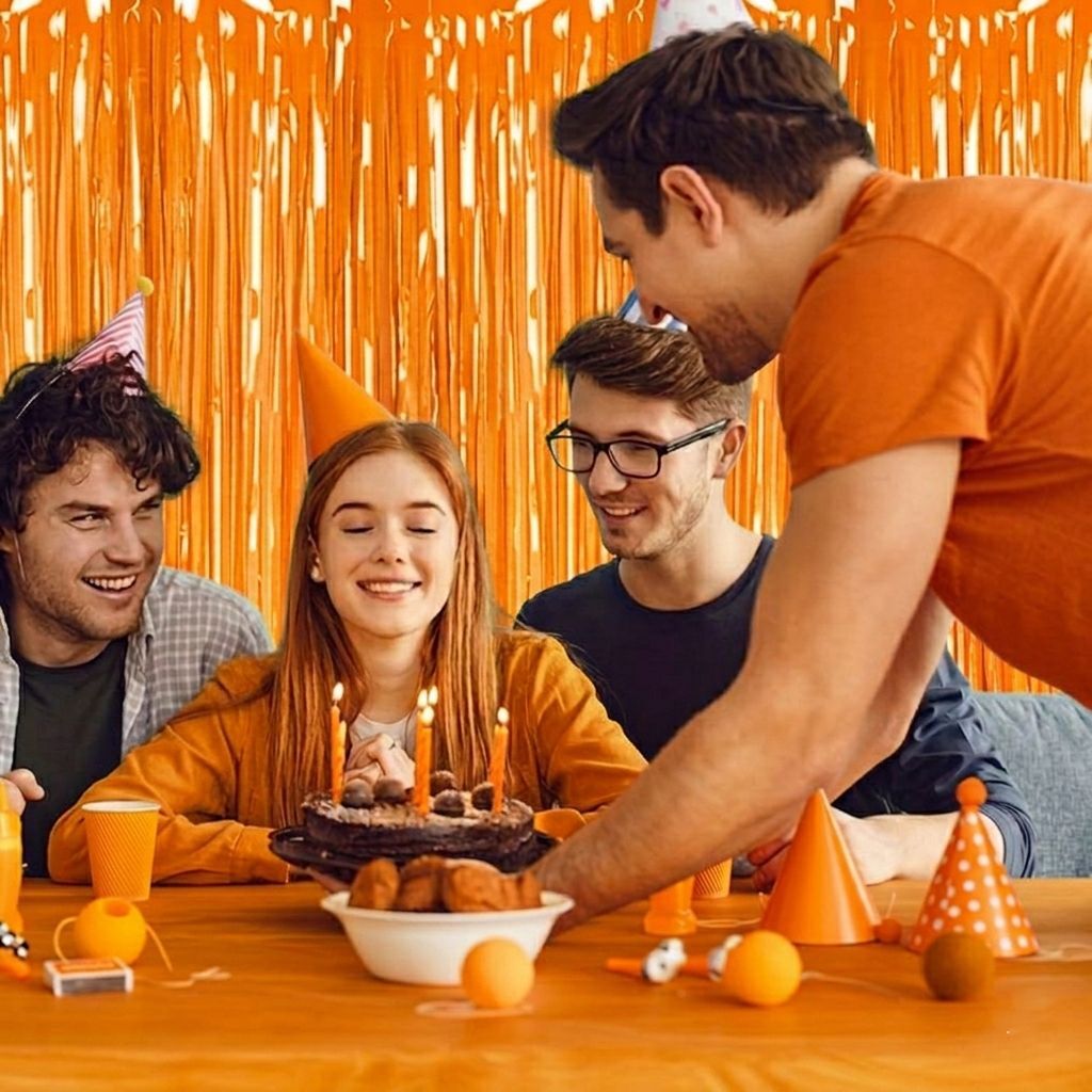 Orange Macaron Curtain foil fringe (2m X 1m)