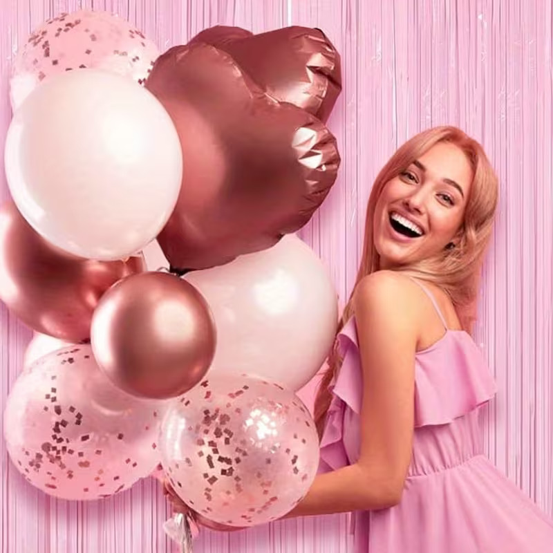 Pink Macaron Curtain foil fringe (2m X 1m)