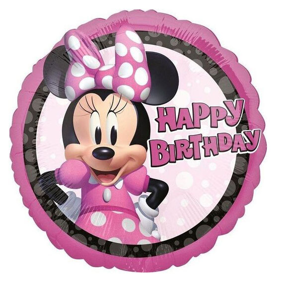 Balloon Minney Happy Birthday Pink 18" (Packaged)