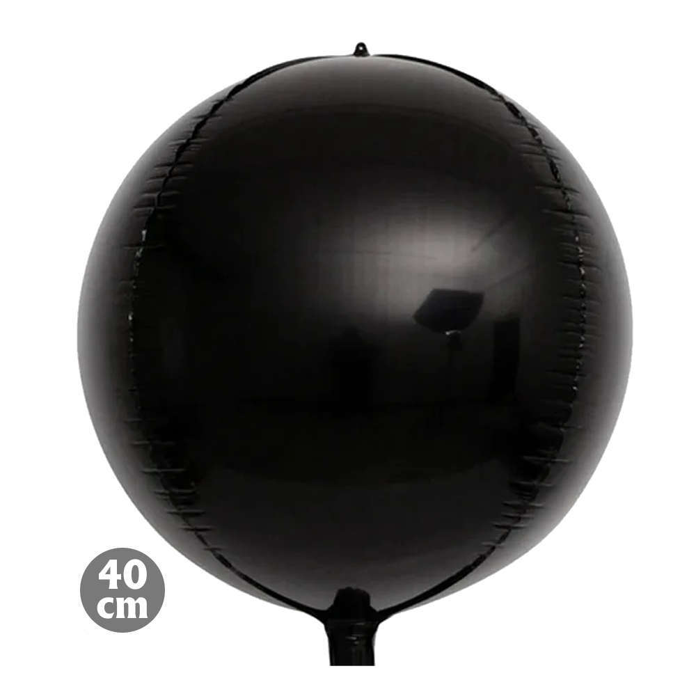 Μπαλόνια Στρογγυλά 4D, Μαύρα 40cm (φουσκώνει με ήλιο ή αέρα)