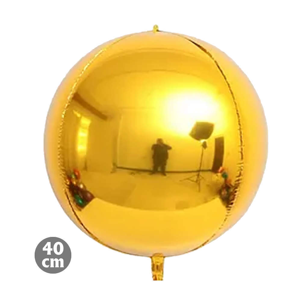 Μπαλόνια Στρογγυλά 4D, Χρυσά 40cm (φουσκώνει με ήλιο ή αέρα)