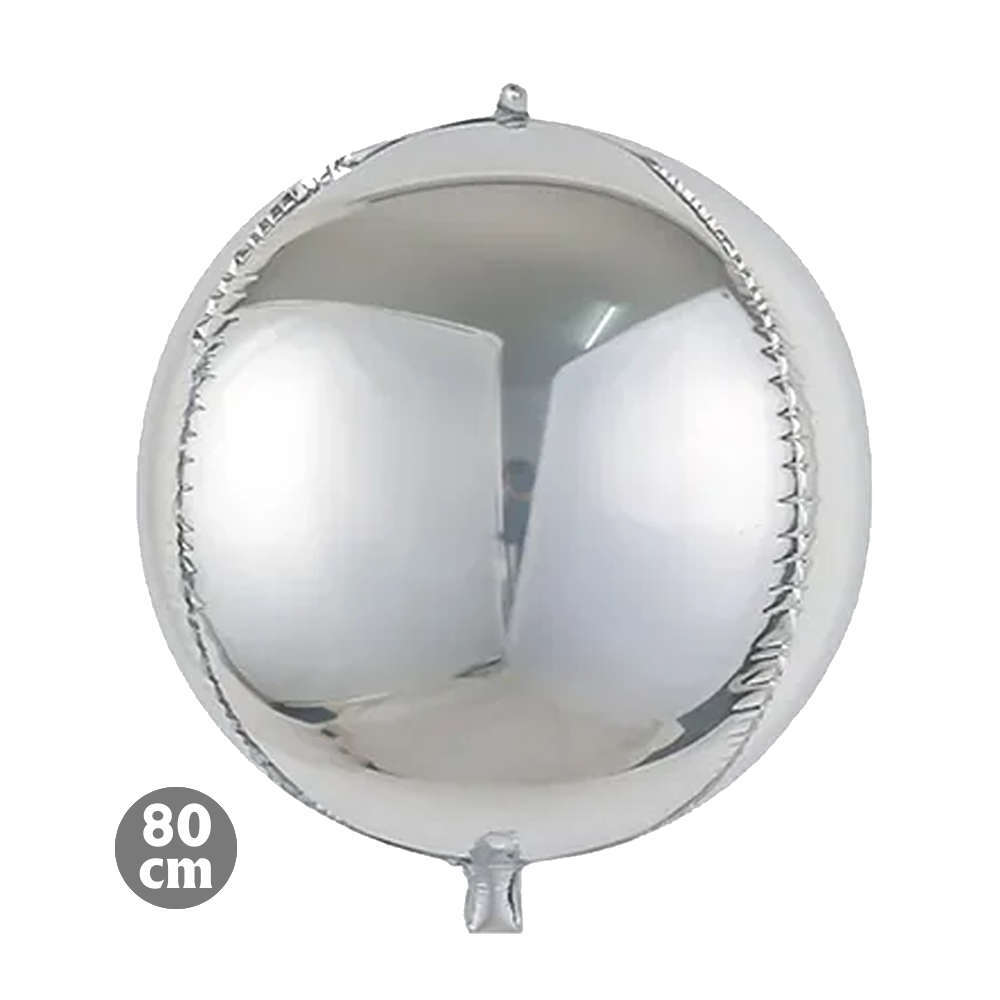 Μπαλόνια Στρογγυλά 4D, Ασημί 80cm (φουσκώνει με ηλιο ή αέρα)