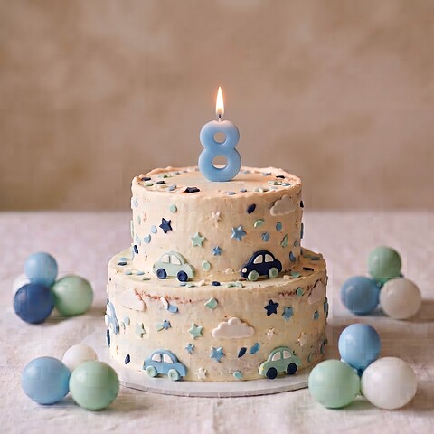 Candle Number 8 Light Blue Pastel (Piece)