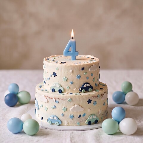 Candle Number 4 Light Blue Pastel (Piece)