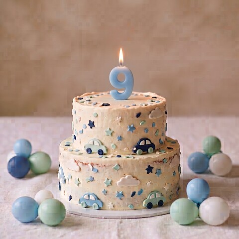 Candle Number 9 Light Blue Pastel (Piece)