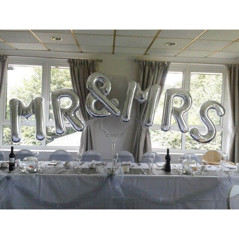 Μπαλόνια mr & mrs γράμματα 85cm ασημί χρώματος 2