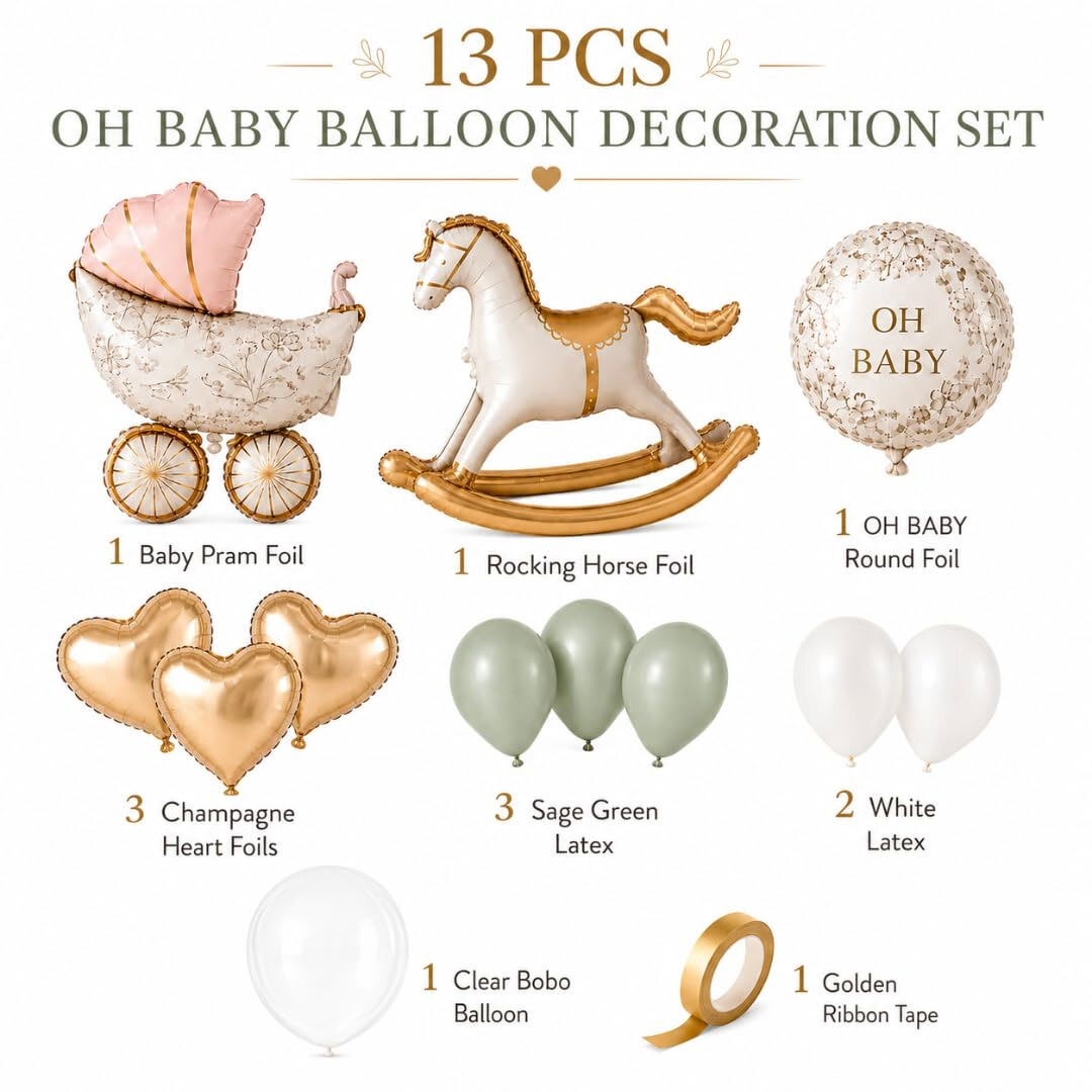 Balloons OH BABY Pink Retro Set 13 Pieces Horse
