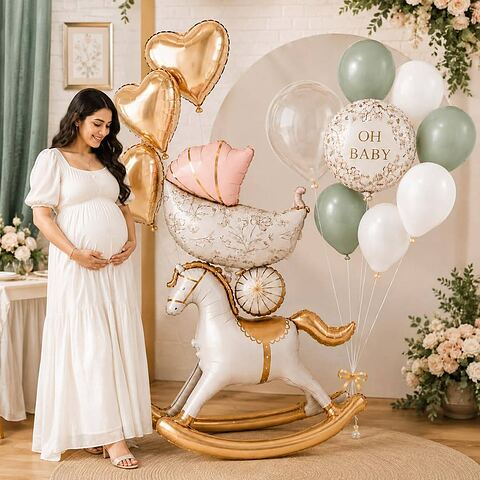 Balloons OH BABY Pink Retro Set 13 Pieces Horse