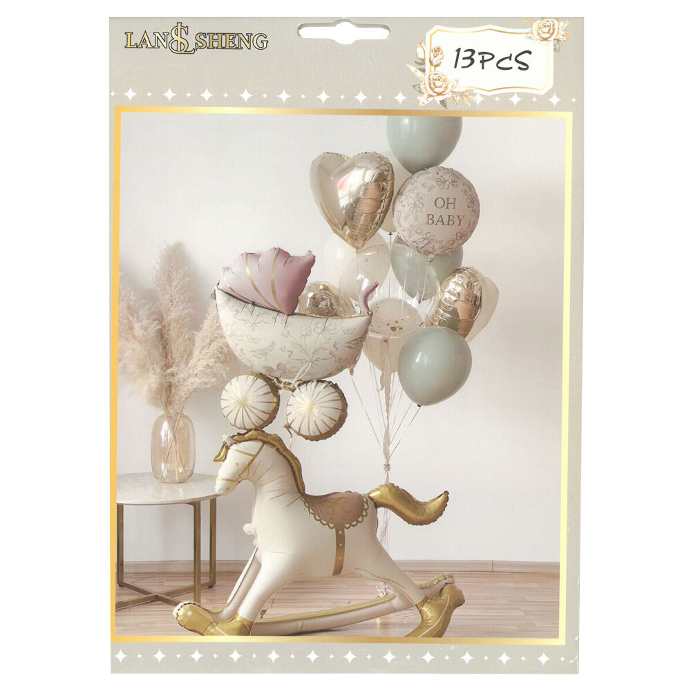 Balloons OH BABY Pink Retro Set 13 Pieces Horse