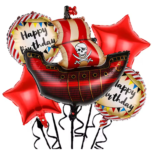Balloons Pirate Ship Set Happy Birthday