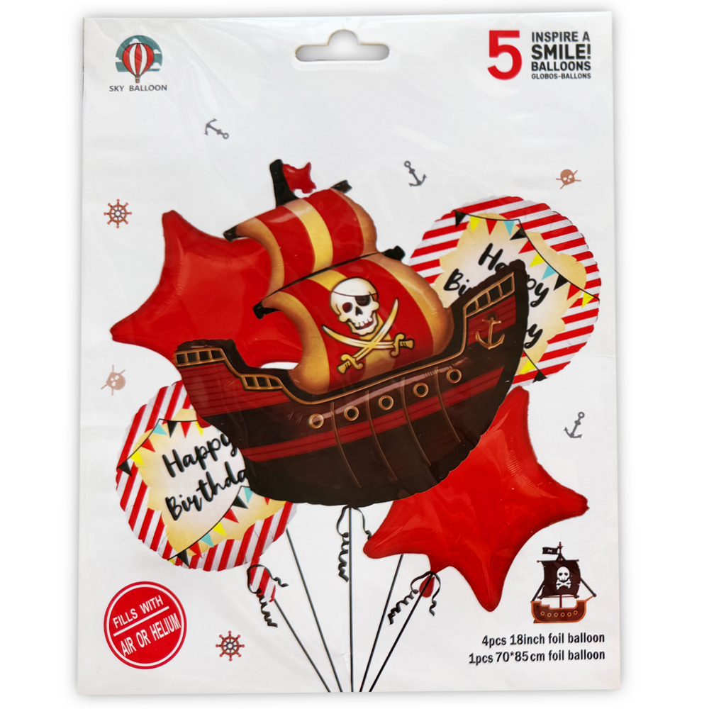 Balloons Pirate Ship Set Happy Birthday