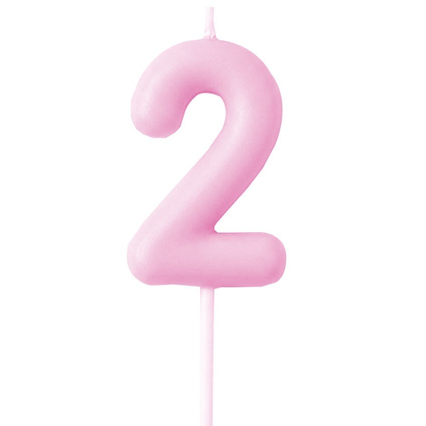 Candle Number 2 Pink Pastel (Piece)