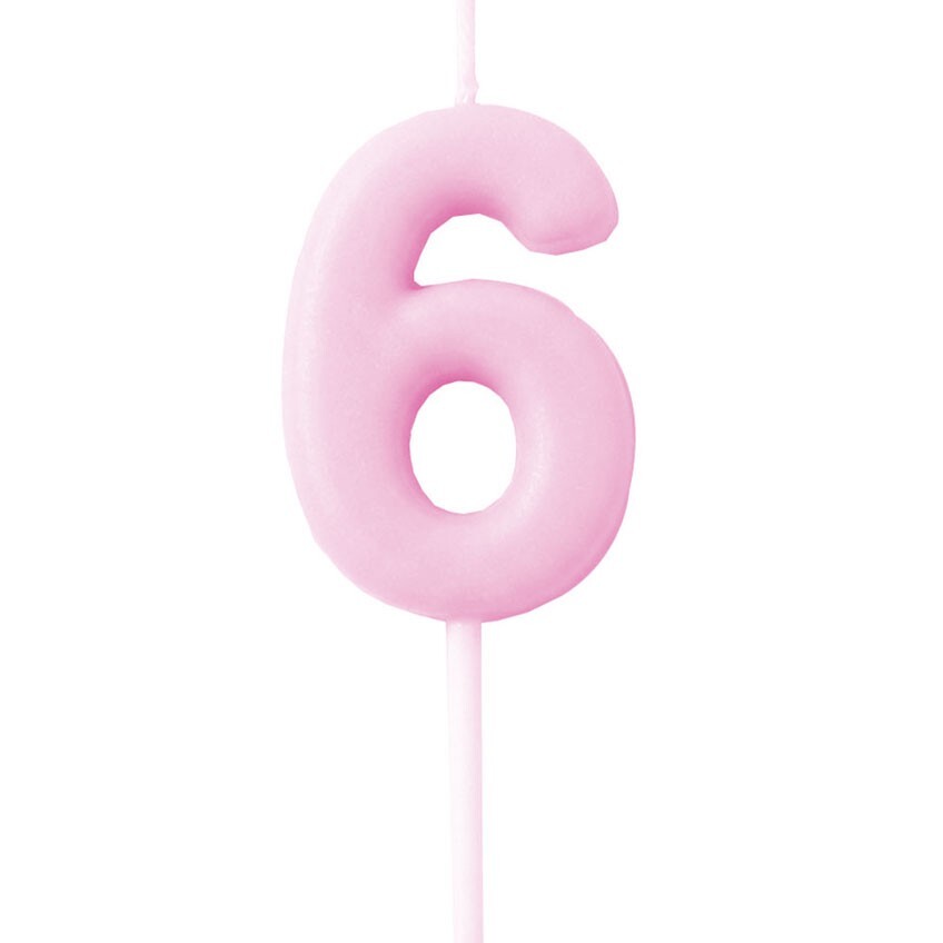 Candle Number 6 Pink Pastel (Piece)