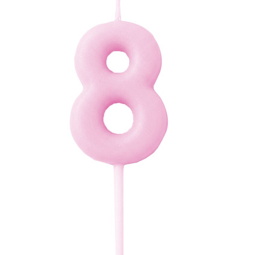 Candle Number 8 Pink Pastel (Piece)