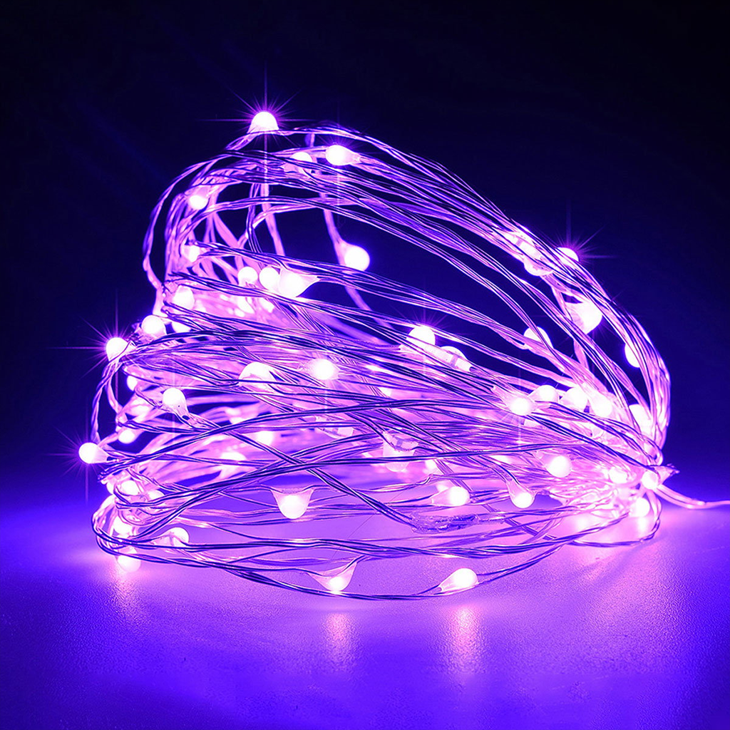 Led Μωβ φωτισμός με μπαταρίες - 3 μέτρα μήκος με 30 Led λαμπάκια