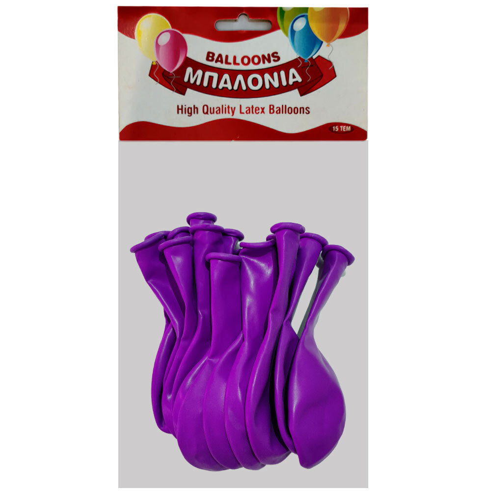 Μπαλόνια 12 ιντσών ματ μωβ 15 τεμάχια 4