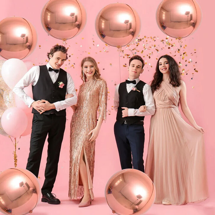 Μπαλόνια Foil Rosegold 4D Στρογγυλά 55 εκατοστών 3
