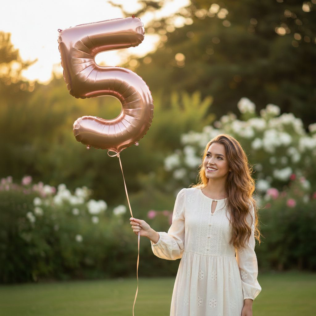 Balloon Number 5 Rosegold 86 cm - Suitable For Helium (Single Pack)
