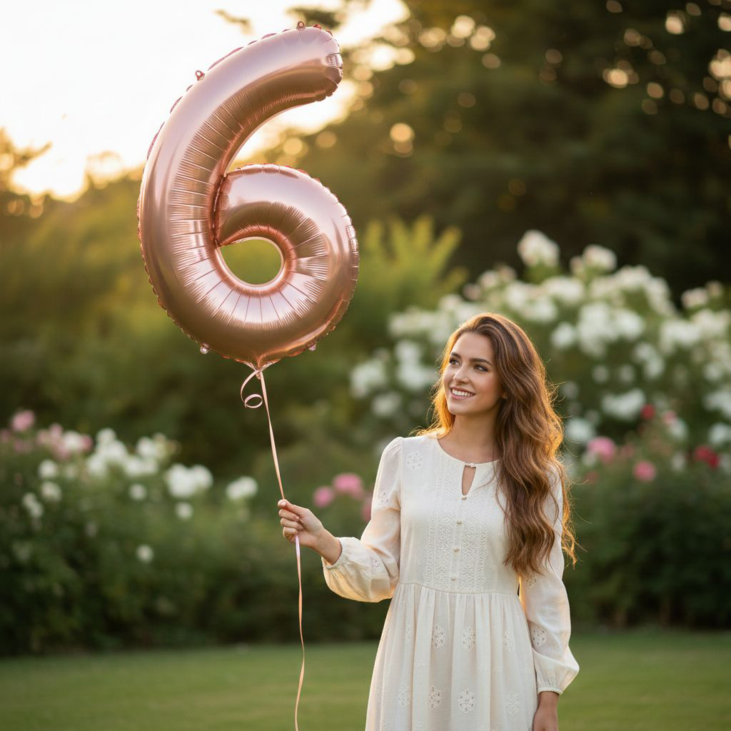 Balloon Number 6 Rosegold 86 cm - Suitable For Helium (Single Pack)