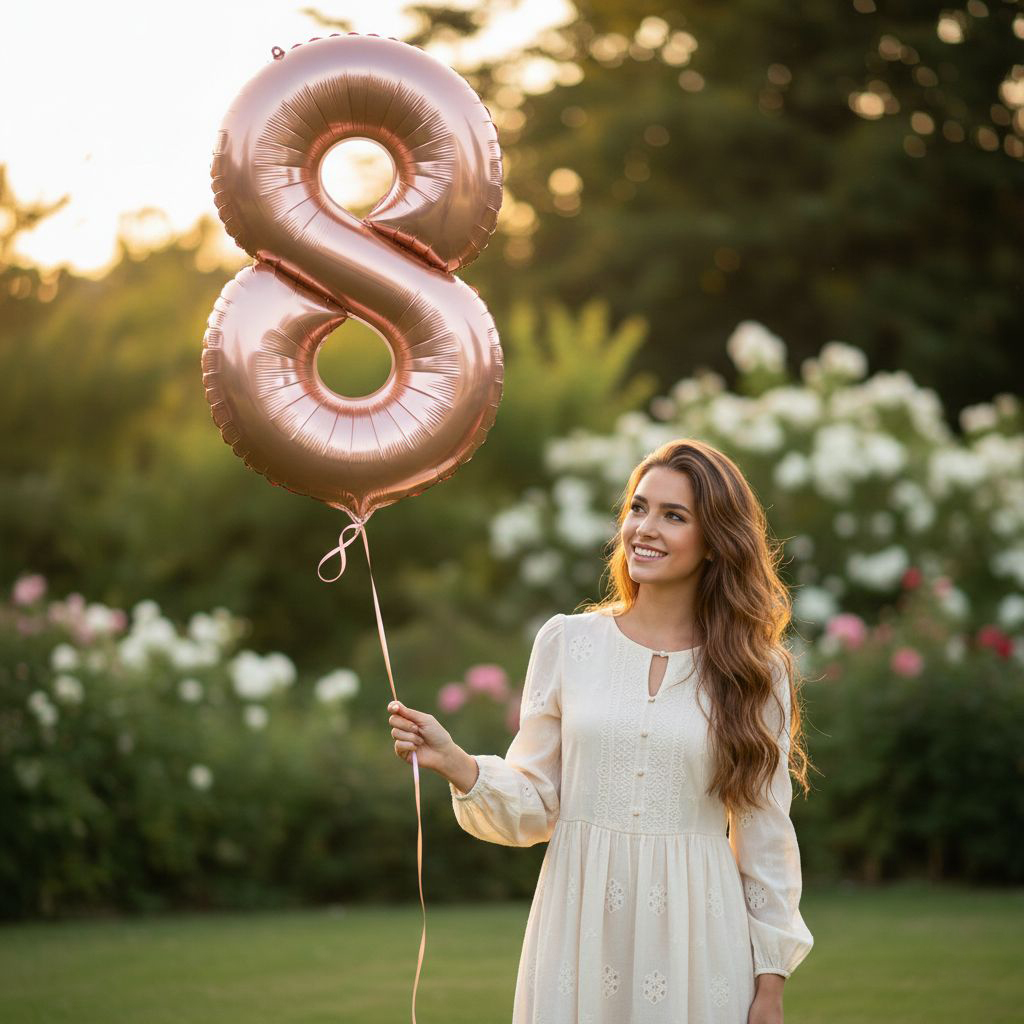 Μπαλόνι αριθμός Νο 8 Rosegold 86 cm για ήλιο (Συσκευασμένο) 2