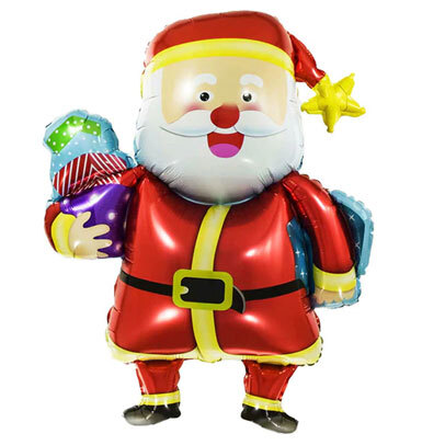 Balloons supershape Santa Claus holding a bag of presents