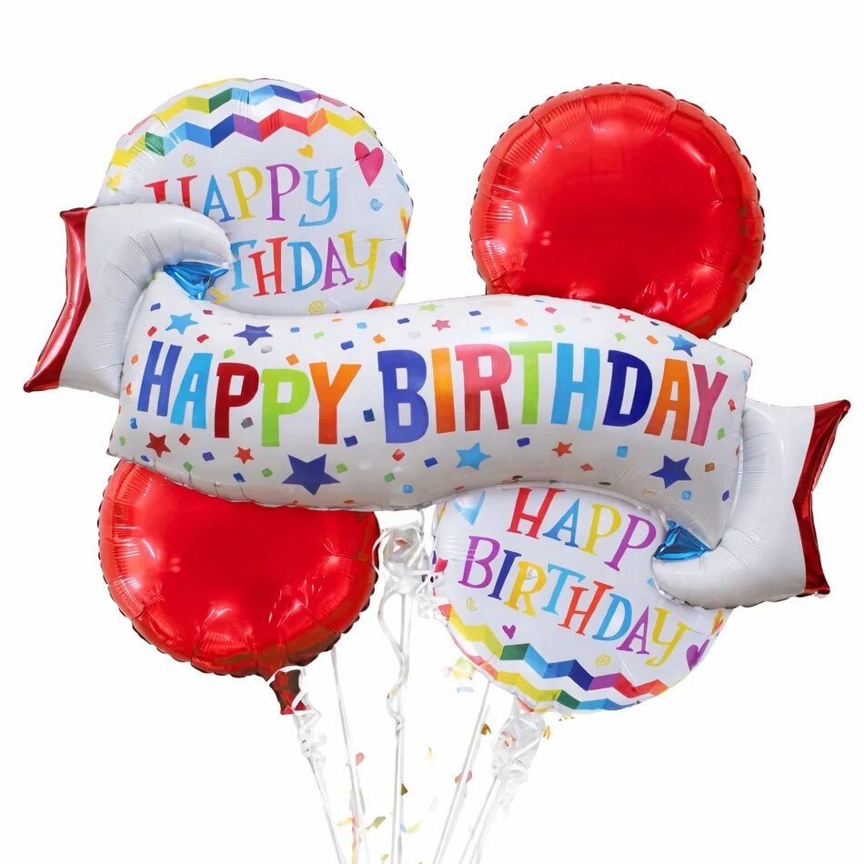 Balloons Banner Happy Birthday Set 5 Pieces (Packaged)