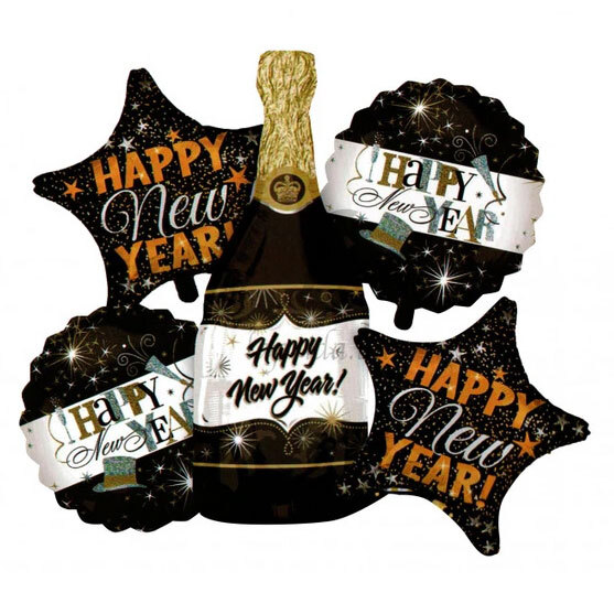 Μπαλόνια Πρωτοχρονιάτικο Σετ 5 Τεμαχίων Happy New Year (Συσκευασμένο)