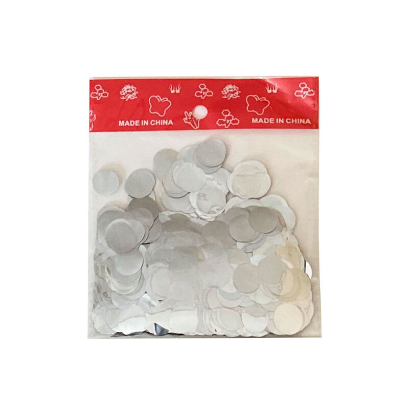 Στρογγυλό ασημί κομφετί 1,5 cm, σακουλάκι 22 gr