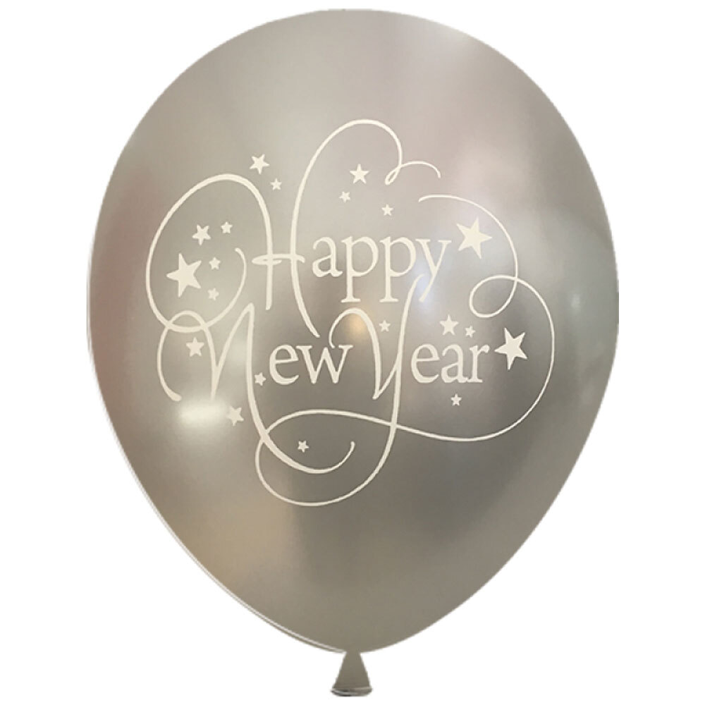 Μπαλόνια 12 ιντσών τυπωμένα Happy New Year 15 τεμάχια περλέ ΣΥΣΚΕΥΑΣΜΕΝΑ 4