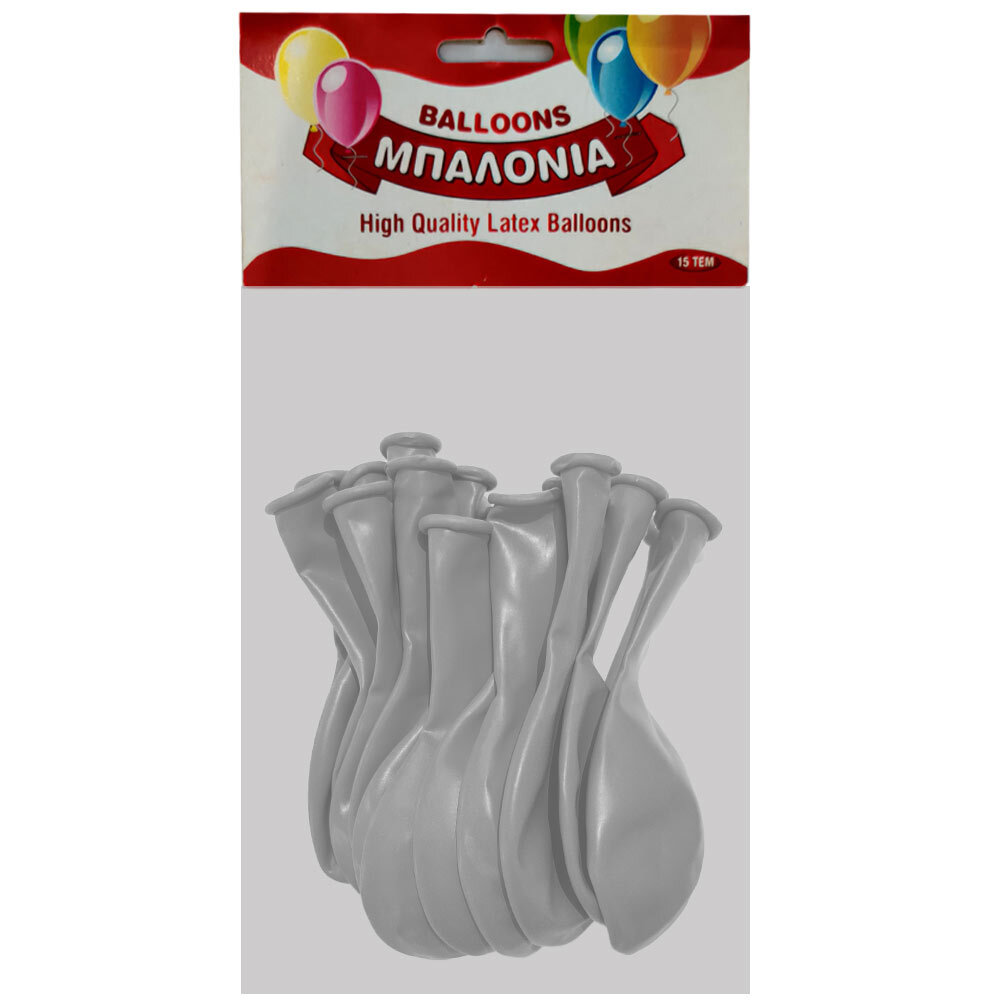 Μπαλόνια 13 ιντσών περλέ ασημί 15 τεμάχια 2