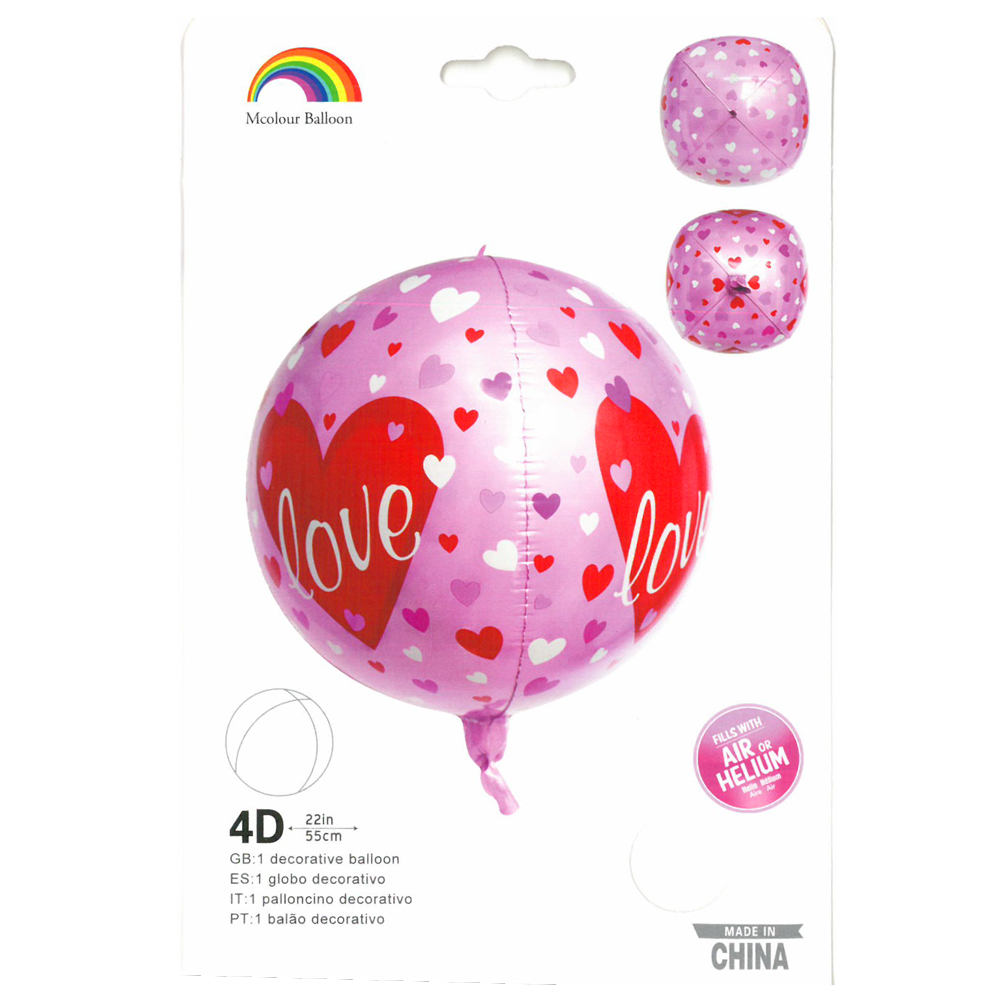 Μπαλόνι 22'' 4D Love Κόκκινο Ροζ - 55 εκατοστά - Συσκευασμένο 2