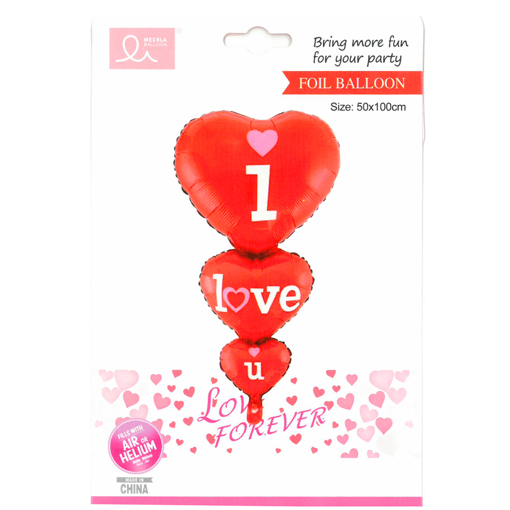 Balloon Triple Heart I Love You - 70 cm