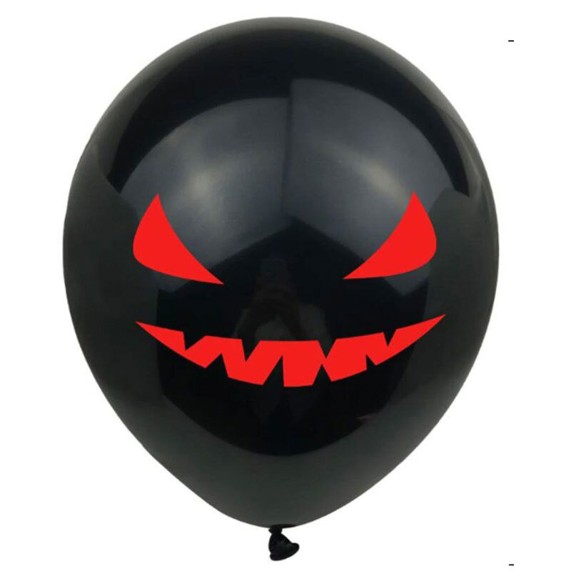 Balloons 12 inch black with Halloween smile print in one side 50 pieces pack
