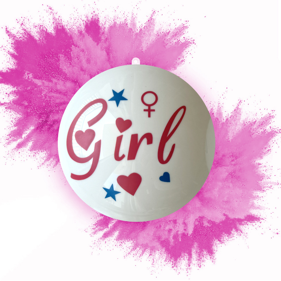 Μπάλα Gender Reveal Boy or Girl με Ροζ Πούδρα 5