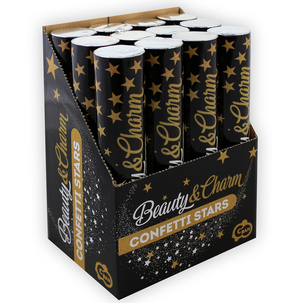 Confetti cannon gold star foil 30cm (1 pc) 